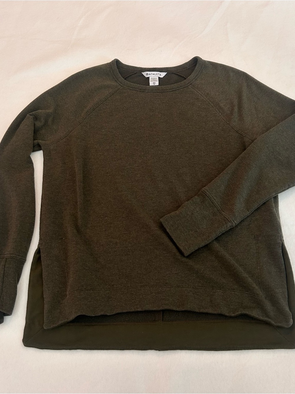 Athleta Olive Green Crewneck Sweatshirt - Size XS - Coaster Luxe Recover